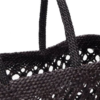 Guanabana Tote Syros Korb, Iraca, schwarz, Griffe